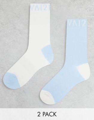 VAI21 2 pack tennis socks in blue and white VAI21