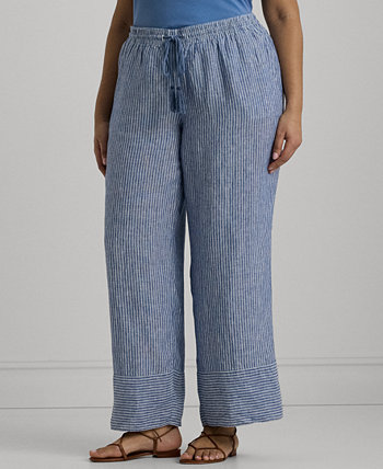 Plus Size Pinstriped Wide-Leg Pants LAUREN Ralph Lauren