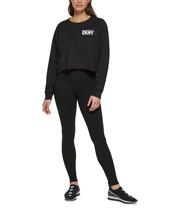 Женская укороченная толстовка со стразами и логотипом DKNY