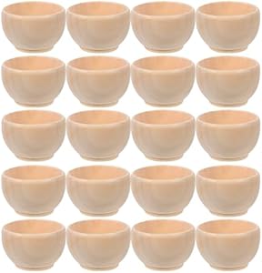 LUOZZY 20 PCS Mini Unfinished Wood Bowl Unpainted Miniature Wooden Pinch Bowls for DIY Painting Art Crafts Dollhouse Accessories, 1.49X1.49X0.94in Luozzy