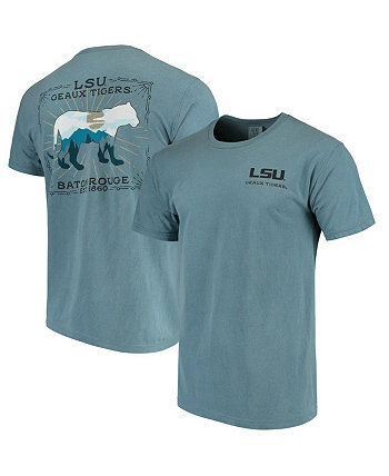 Men's Blue LSU Tigers State Scenery Comfort Colors T-shirt Image One