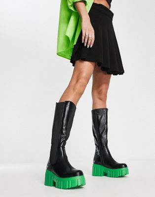 Черные и зеленые сапоги с контрастной подошвой Koi Footwear Koi Footwear