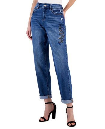 Женские джинсы-бойфренды с высокой посадкой и украшенными манжетами, созданные для Macy's INC International Concepts
