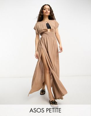 Женское платье ASOS DESIGN Petite для пляжа с вырезом и боковыми разрезами ASOS Petite