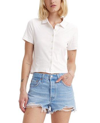 Women's Suki Cotton Stripe-Print Button-Front Polo Shirt Levi's®