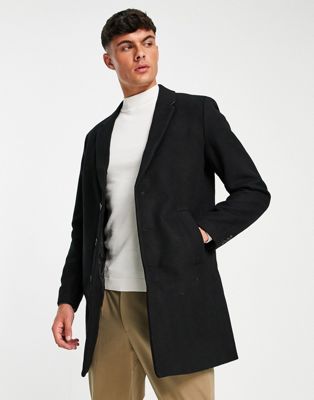 Черное шерстяное пальто Jack & Jones Premium Jack & Jones