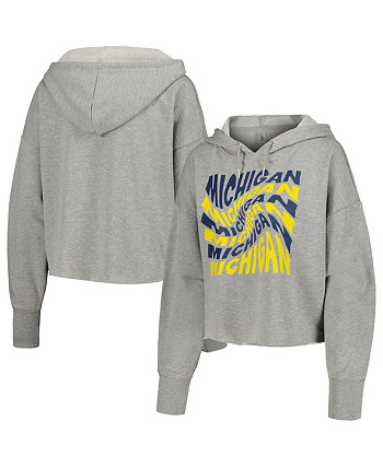 Женский серый укороченный пуловер с капюшоном Michigan Wolverines Swirl ZooZatz
