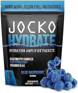 Jocko Fuel Hydrate Electrolytes Powder Packets Low Sugar - Hydration Amplifier Packets for Recovery, Dehydration, & Exercise - with Vitamins B6, B12 & C (16 Packets) Blue Raspberry Jocko Fuel