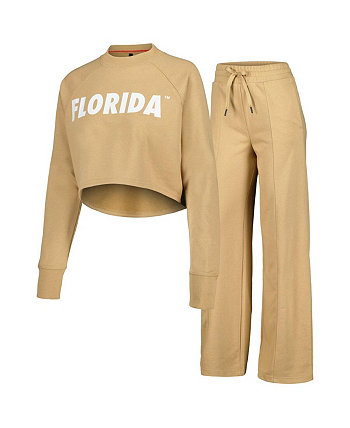 Женский комплект из укороченного свитшота и спортивных штанов реглан цвета коричневого цвета Florida Gators Kadyluxe