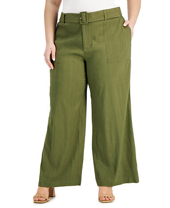Однотонные практичные брюки больших размеров с поясом, созданные для Macy's INC International Concepts