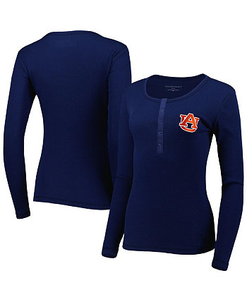 Women's Navy Auburn Tigers Harper Henley Long Sleeve T-shirt Boxercraft