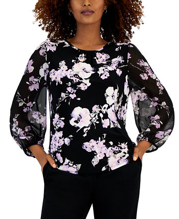 Блузка Petite с цветочным принтом и рукавами Kasper