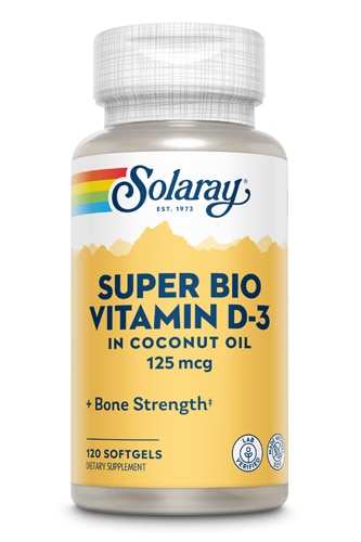 Super Bio D-3 в кокосовом масле - 5000 МЕ - 120 мягких капсул - Solaray Solaray