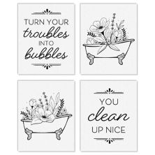 Big Dot of Happiness Turn Your Troubles Into Bubbles Wall Art 4 Ct Artisms 8 x 10 Black/White Big Dot of Happiness