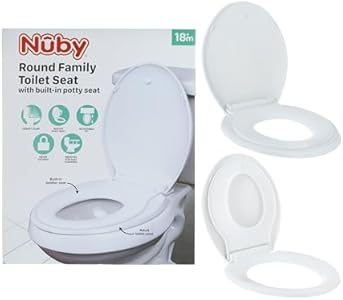 Nuby Family Toilet Seat - Built-in Potty Training Toilet Seat - Fits All Elongated Toilets - Secure and Wiggle-Free - Easy to Install and Remove NUBY