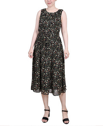 Шифоновое платье без рукавов с поясом Petite NY Collection
