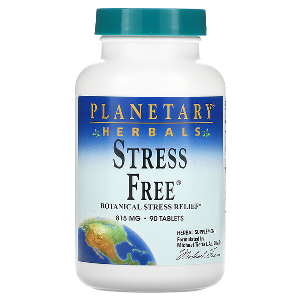Stress Free, Ботаническое средство от стресса - 815 мг - 90 таблеток - Planetary Herbals Planetary Herbals