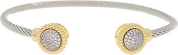 Двухцветный браслет-бэнгл из нержавеющей стали Pave CZ с витым кабелем Meshmerise