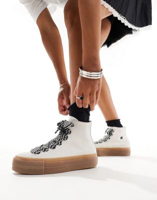 Converse Chuck Taylor All Star Hi Lift sneakers in white with gum sole Converse