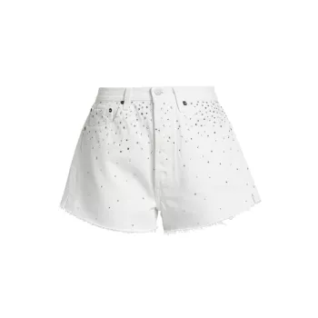 Re/done & Pam Crystal Mid-Rise Denim Shorts Re/Done