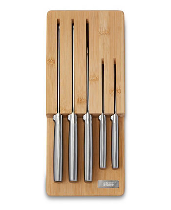 Elevate Steel Knives Bamboo Store Набор из 5 ножей с бамбуковым лотком для хранения в выдвижном ящике Joseph Joseph