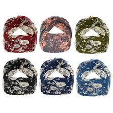 6pcs Yoga Wide Elastic Headscarfs Turban 7.09inch Wide Colorful for Women Unique Bargains