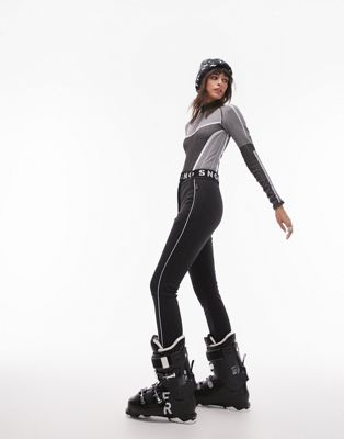 Черные эластичные узкие лыжные брюки со стременами Topshop Sno TOPSHOP