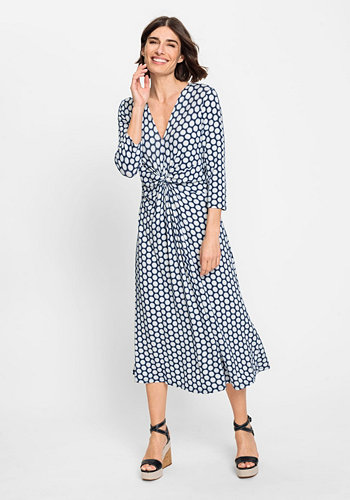 Women's 3/4 Sleeve A-Line Dot Print Midi Dress Olsen