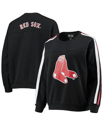 Женская толстовка с перфорированным логотипом Boston Red Sox черного цвета The Wild Collective