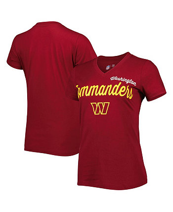 Женская бордовая футболка Washington Commanders Post Season с v-образным вырезом G-III
