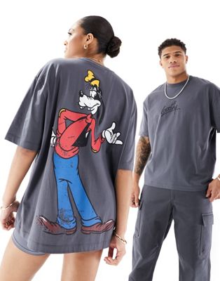 Серая объемная футболка унисекс с графическим принтом Goofy ASOS DESIGN Disney ASOS DESIGN