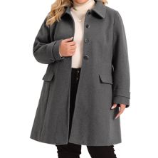 Plus Size Coat For Women Turndown Collar Single Breasted Long Wool Coats Agnes Orinda