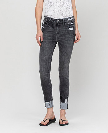 Женские укороченные джинсы скинни с высокой посадкой и манжетами VERVET