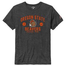 Men's League Collegiate Wear Heather Charcoal Oregon State Beavers Bendy Arch Victory Falls Tri-Blend T-Shirt League Collegiate Wear