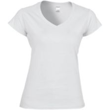 Ladies Soft Style Short Sleeve V-Neck T-Shirt Floso
