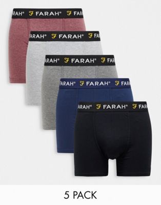 Комплект из пяти боксеров Farah темно-синего и бордового цвета Farah