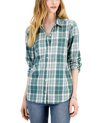 Women's Cotton Printed Button-Front Shirt, Created for Macy's Style & Co
