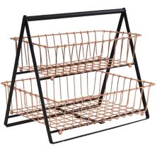 Sunnydaze 2-tier Wire Storage Basket With Handle For Countertop - Copper Sunnydaze Decor