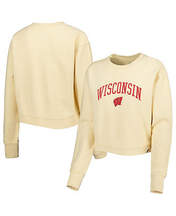 Women's Cream Wisconsin Badgers Classic Campus Corded Timber Sweatshirt League Collegiate Wear