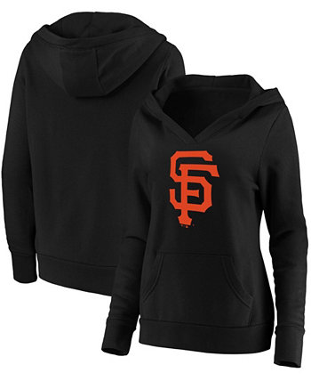 Черный худи с капюшоном и V-образным вырезом с перекрестным вырезом и официальным логотипом большого размера San Francisco Giants Fanatics