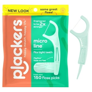 Plackers Micro Line Dental Floss Picks, Fold-Out FlipPick, Tuffloss, Fresh Mint Flavor, 150 Count Visit the Plackers Store