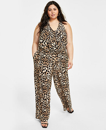 Plus Size Cheetah-Print Jumpsuit, Created for Macy's I.N.C. International Concepts
