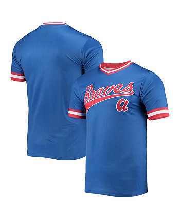 Men's Royal, Red Atlanta Braves Cooperstown Collection V-Neck Team Color Jersey Stitches
