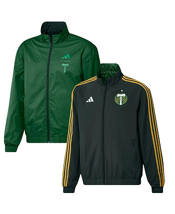 Мужская зеленая двусторонняя командная куртка Portland Timbers 2023 On-Field Anthem с полной молнией Adidas