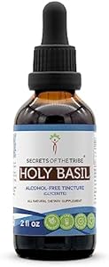 Secrets of the Tribe Holy Basil Tincture Alcohol-Free Liquid Extract, Holy Basil (Ocimum Tenuiflorum) Dried Leaf (4 FL OZ) Secrets of the Tribe