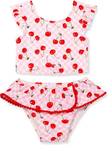 Gingham Cherry Print Ruffle Bikini 2-Piece Set Little Me