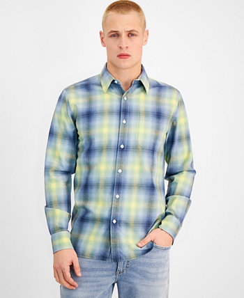 Мужская рубашка в клетку с длинными рукавами и пуговицами Davi, созданная для Macy's Sun & Stone