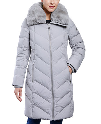 Женское пуховое пальто с капюшоном и воротником из искусственного меха Michael Kors