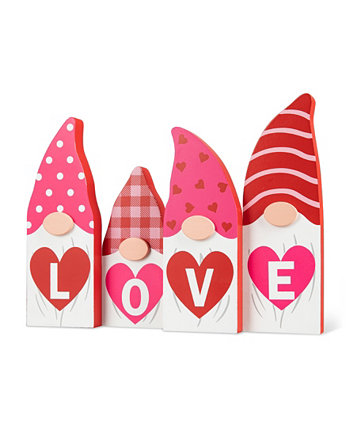 11" L Valentine's LOVE Wooden Gnome Table Decor Glitzhome