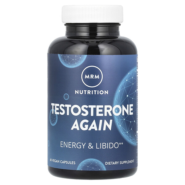 Testosterone Again, энергия и либидо, 60 веганских капсул MRM